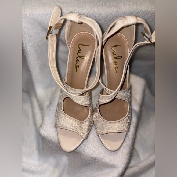 Elmer Lulus Cream Lace Women’s Stiletto Heels Size 10 - Picture 4 of 8